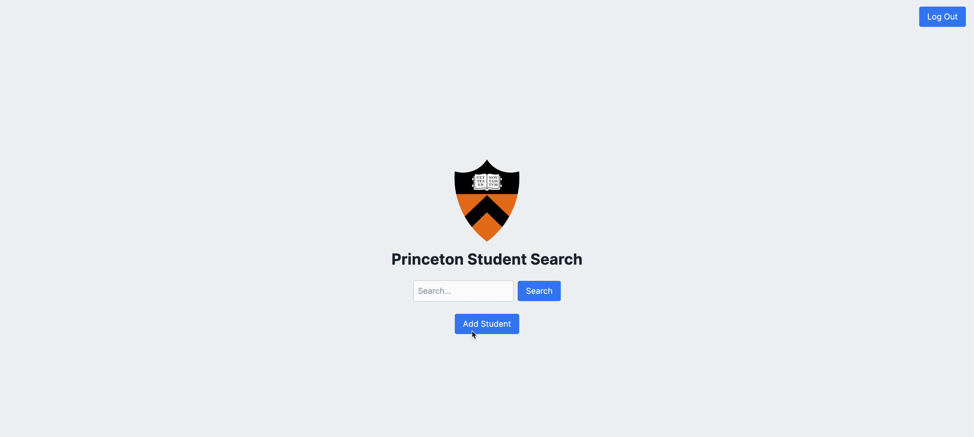 Princeton Student Search Home Screen